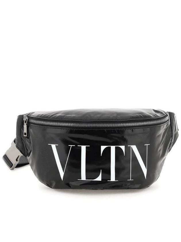 VLTN Logo Print Leather Belt Bag Black - VALENTINO - BALAAN 1