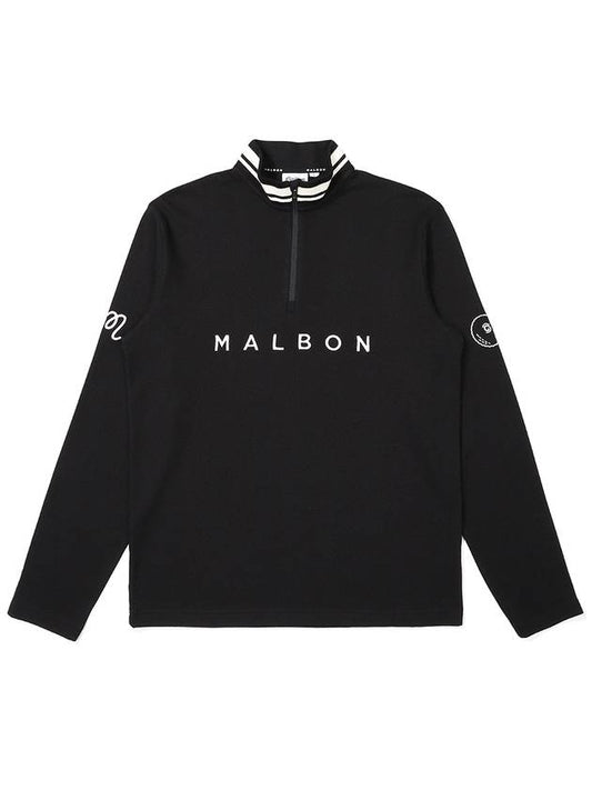 Malbon fleece half zip up t shirt BLACK MAN - MALBON GOLF - BALAAN 1