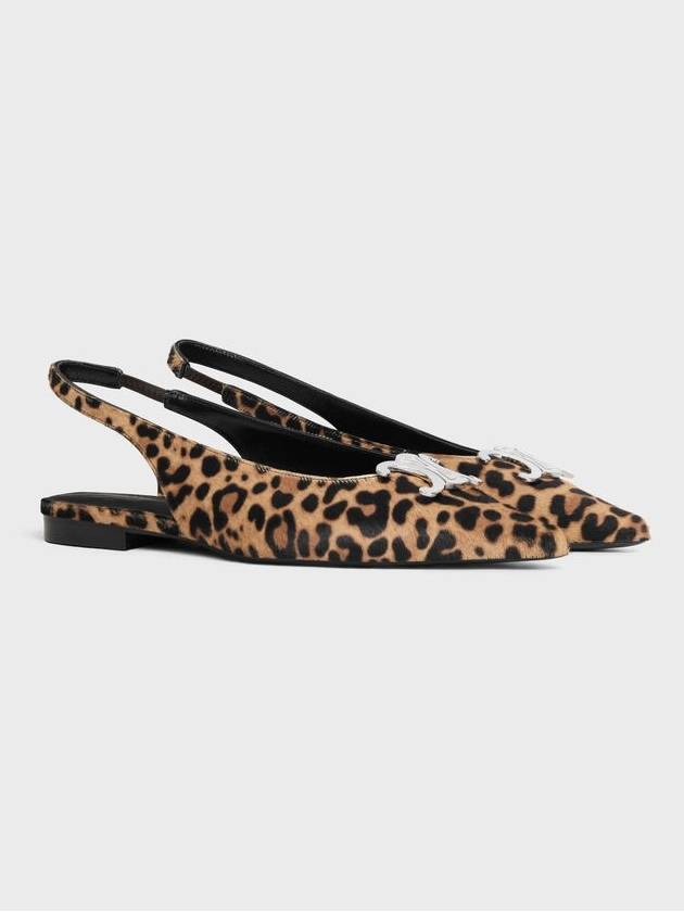 Alma Triomphe Leopard Print Slingback Flat Brown - CELINE - BALAAN 3