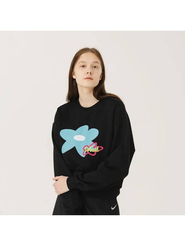 Brushed Options Soleil Doodle Flowers Sweat Shirts BLACK - LE SOLEIL MATINEE - BALAAN 1