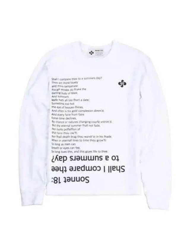 Sonnet 18 Long Sleeve T Shirt White - HERETIC - BALAAN 1