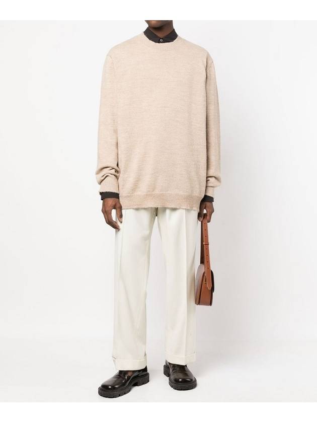 Signature Stitch Crew Neck Wool Alpaca Knit Top Beige - MAISON MARGIELA - BALAAN 6