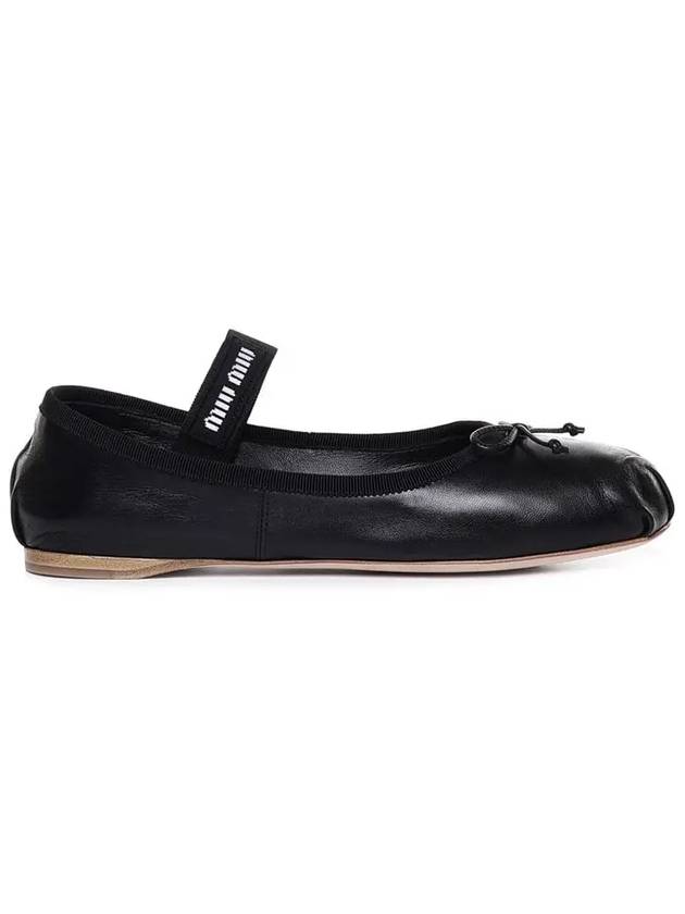 Women's Logo Leather Ballerinas Black - MIU MIU - BALAAN 3