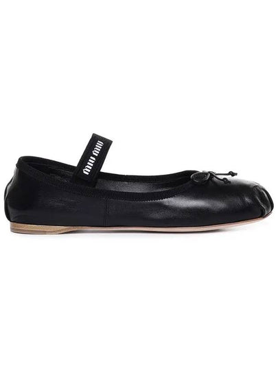 Women's Logo Leather Ballerinas Black - MIU MIU - BALAAN 2