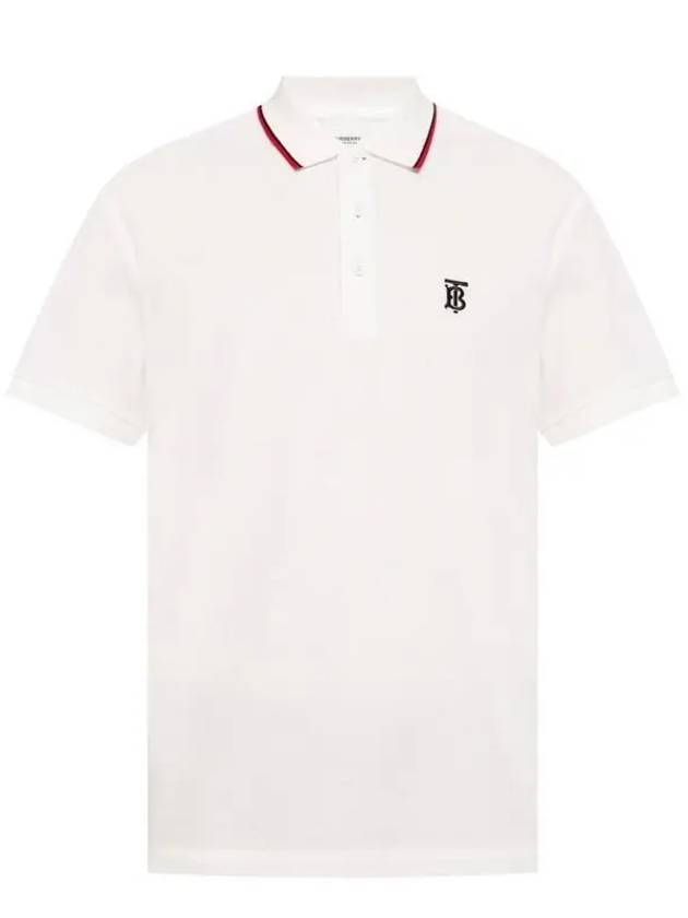 Icon Stripe Placket Cotton Short Sleeve Polo Shirt White - BURBERRY - BALAAN 2