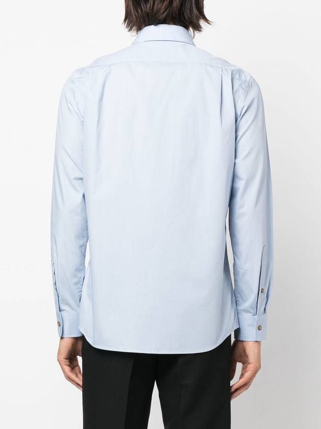 Men's Embroidered ORB Logo Long Sleeve Shirt Blue - VIVIENNE WESTWOOD - BALAAN 3