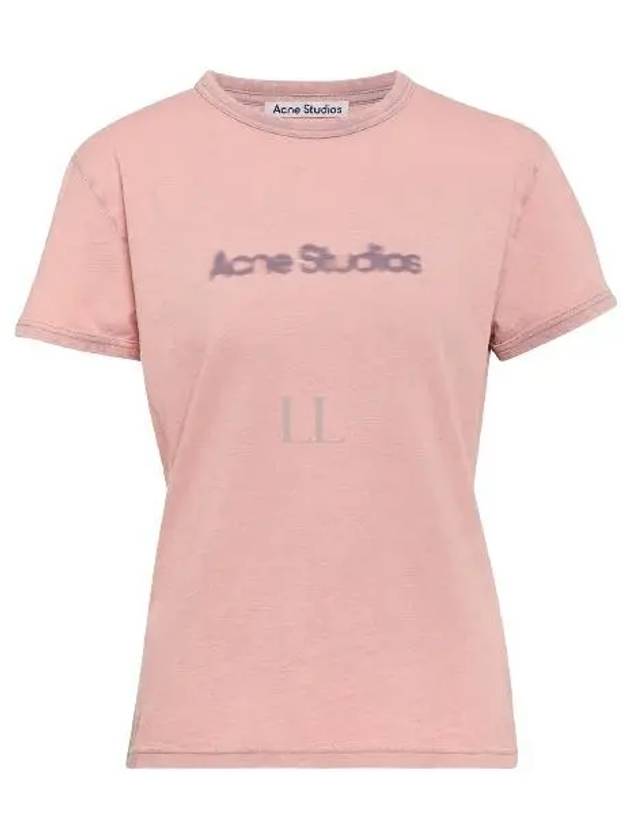 Blurred Logo Cotton Short Sleeve T-Shirt Pink - ACNE STUDIOS - BALAAN 2