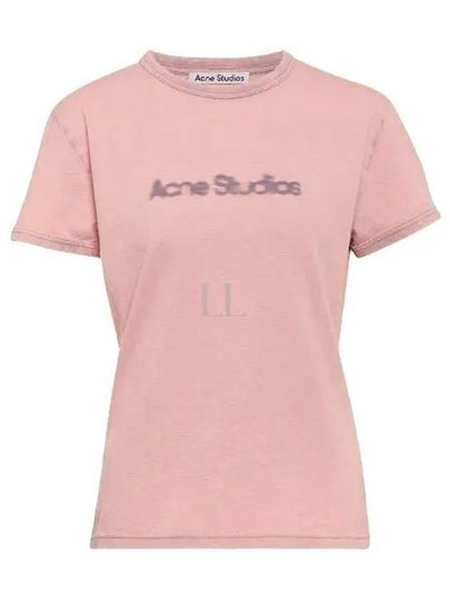 Blurred Logo Cotton Short Sleeve T-Shirt Pink - ACNE STUDIOS - BALAAN 2