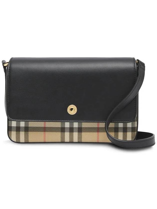 Vintage Check Leather Cross Bag Black - BURBERRY - BALAAN 3