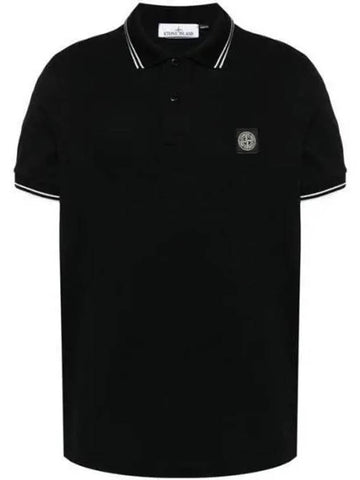 80152SC18 Logo Stretch Pique Polo Short Sleeve 801 270520 1009037 - STONE ISLAND - BALAAN 1