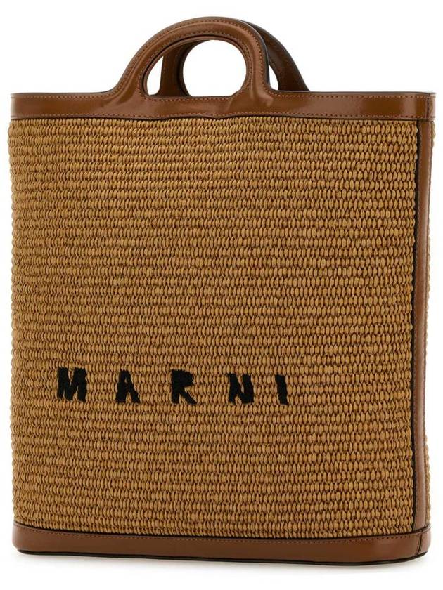 Tropicalia Embroidered Logo Shopper Tote Bag Brown - MARNI - BALAAN 3