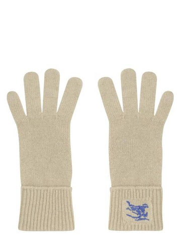 Embroidered Cashmere Gloves Green - BURBERRY - BALAAN 1