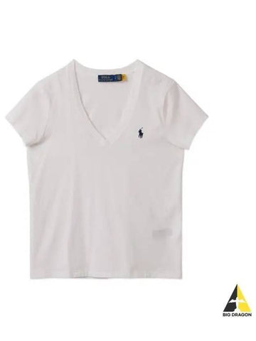 W Cotton Jersey V Neck Tee White - POLO RALPH LAUREN - BALAAN 1