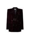 Double Breasted Velvet Jacket Red - SAINT LAURENT - BALAAN 2