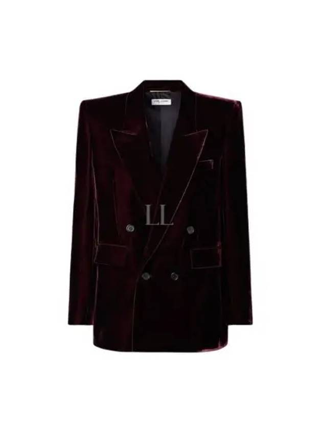 Double Breasted Velvet Jacket Red - SAINT LAURENT - BALAAN 2