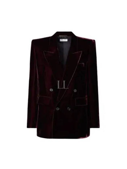 Double Breasted Velvet Jacket Red - SAINT LAURENT - BALAAN 2