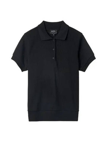 Knit short sleeve polo t shirt black - A.P.C. - BALAAN 1