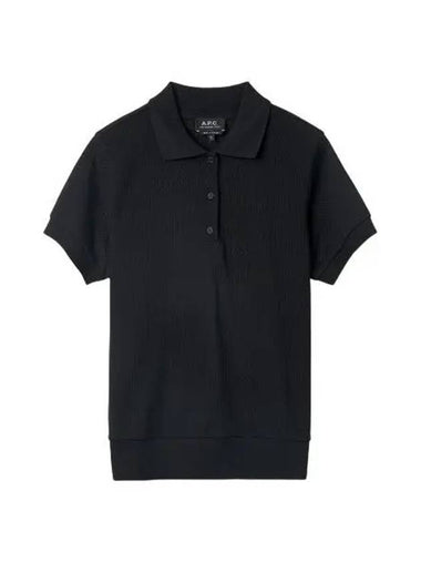 Knit short sleeve polo t shirt black - A.P.C. - BALAAN 1