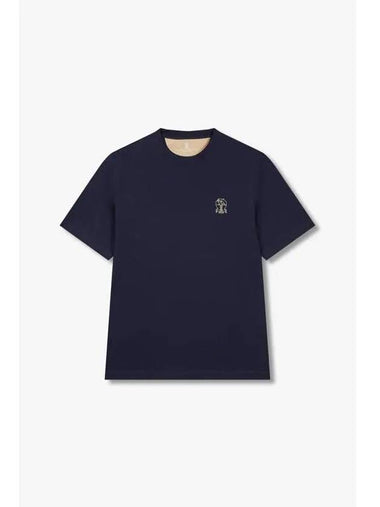 10 epoint men s logo print crew neck t shirt navy - BRUNELLO CUCINELLI - BALAAN 1