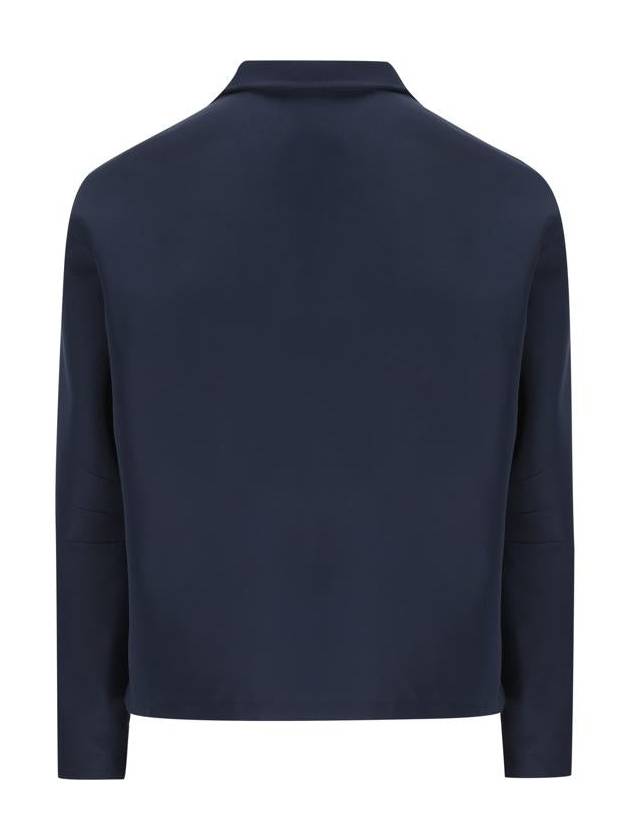 Embroidered wool acetate zip up jacket dark blue - GUCCI - BALAAN 3