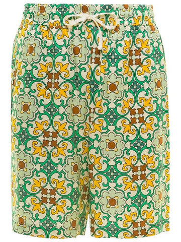 Multicolor Shorts Faïence With Graphic Print All-Over In Viscose Man - DROLE DE MONSIEUR - BALAAN 1