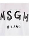 Milano Brushed Logo Print Long Sleeve Short Dress White - MSGM - BALAAN 7