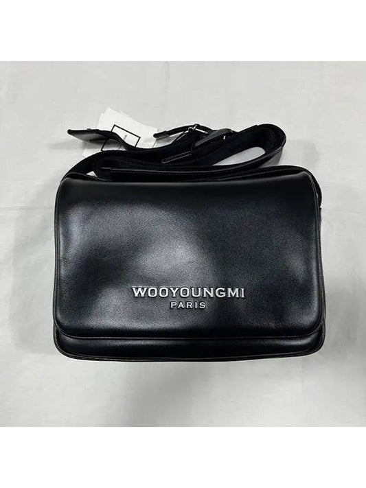 Black Logo Leather Messenger Bag W243BA02632B - WOOYOUNGMI - BALAAN 1