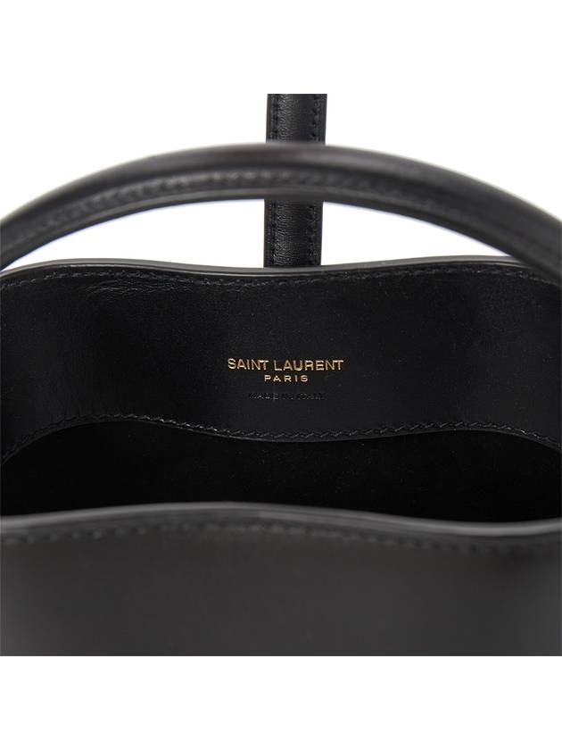 Le 37 Signature YSL Logo Shiny Leather Mini Bucket Bag Black - SAINT LAURENT - BALAAN 9