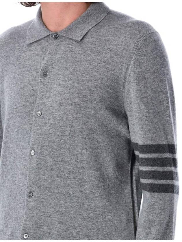 4 Bar Stripe Cashmere Cardigan Grey - THOM BROWNE - BALAAN 4