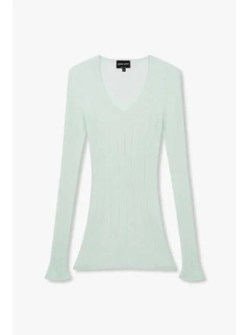 Women s Ribbed Silk Cashmere Knit Mint - GIORGIO ARMANI - BALAAN 1