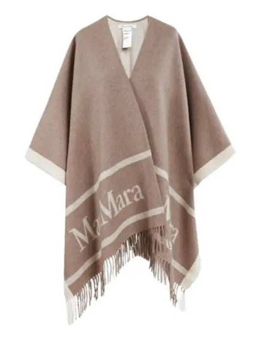 Hilde Jacquard Logo Wool Cape Camel - MAX MARA - BALAAN 2