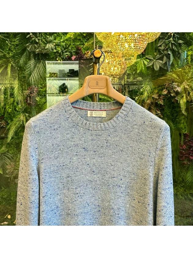 Crew Neck Knit Top Light Blue - BRUNELLO CUCINELLI - BALAAN 3