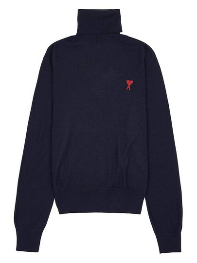 Small Heart Logo Turtleneck Midnight Blue - AMI - BALAAN 2