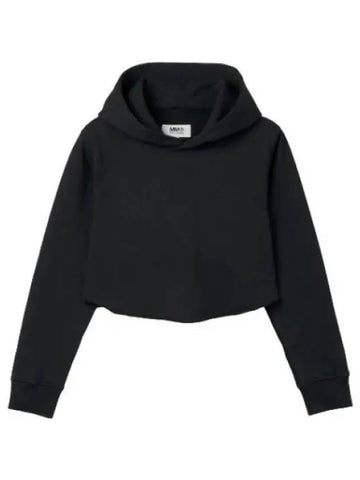 MM6 Cropped Hooded Black T Shirt - MAISON MARGIELA - BALAAN 1