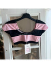 Coco Beach CC Swimsuit Top Black Pink Short Sleeve P76188 - CHANEL - BALAAN 3