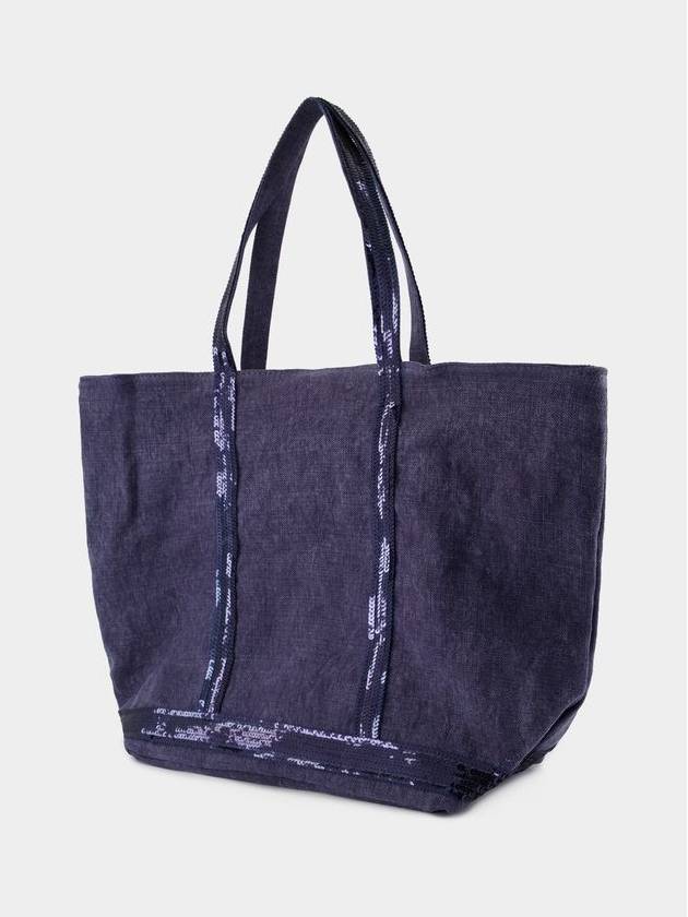 Cabas L Shopper Bag - Vanessa Bruno - Linen - Blue - VANESSA BRUNO - BALAAN 2