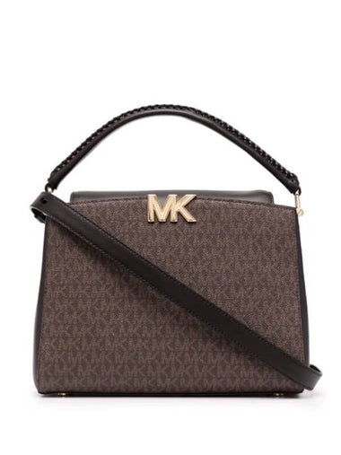 Karlie Medium Logo Satchel Shoulder Bag Black Brown - MICHAEL KORS - BALAAN 1