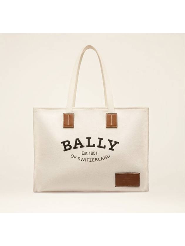 Crystalia Logo Print Tote Bag Beige - BALLY - BALAAN 2