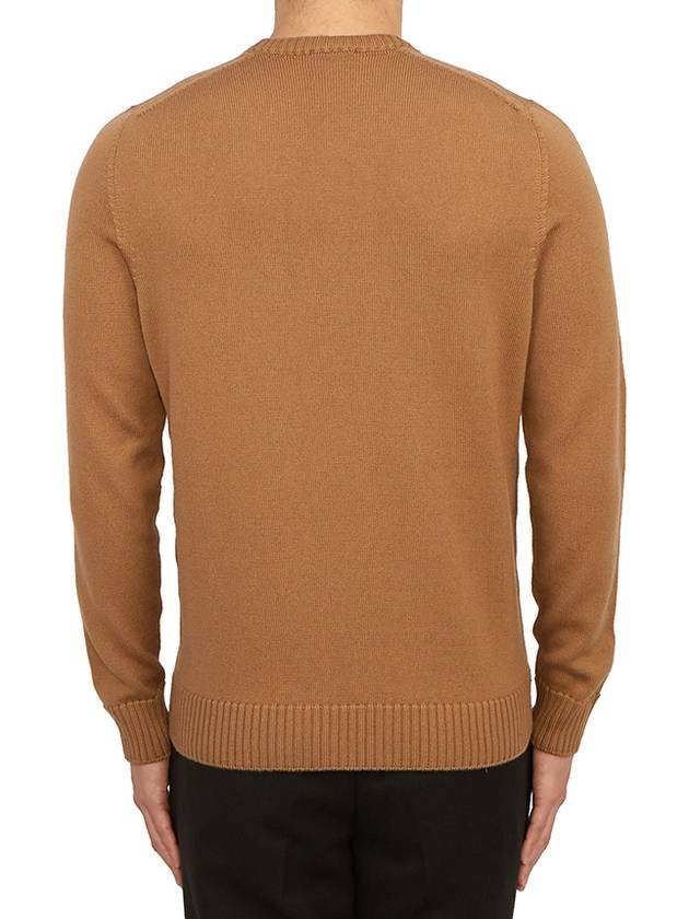 Crew Neck Wool Knit Top Brown - DRUMOHR - BALAAN 5