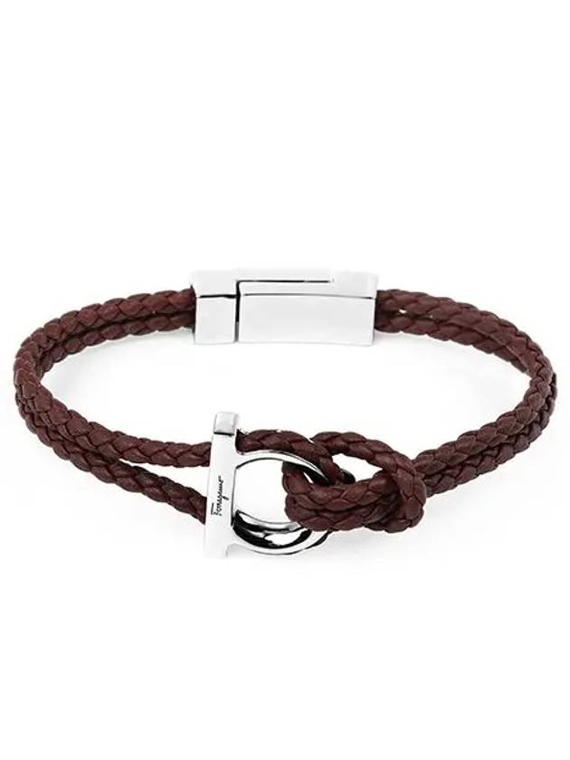 Gancini Leather Bracelet Silver Brown - SALVATORE FERRAGAMO - BALAAN 2