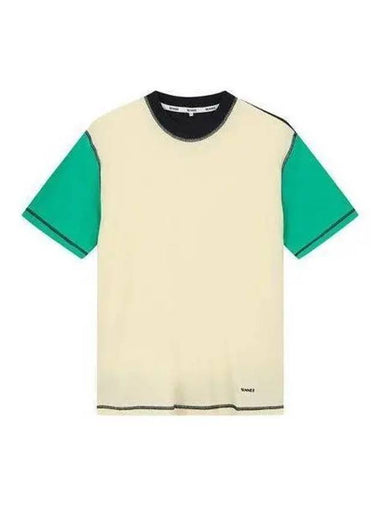 Color block short sleeve t shirt beige green CRTWXJER004 COT002 - SUNNEI - BALAAN 1