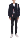 RWB Striped Intarsia Cotton Cardigan Navy - THOM BROWNE - BALAAN 4