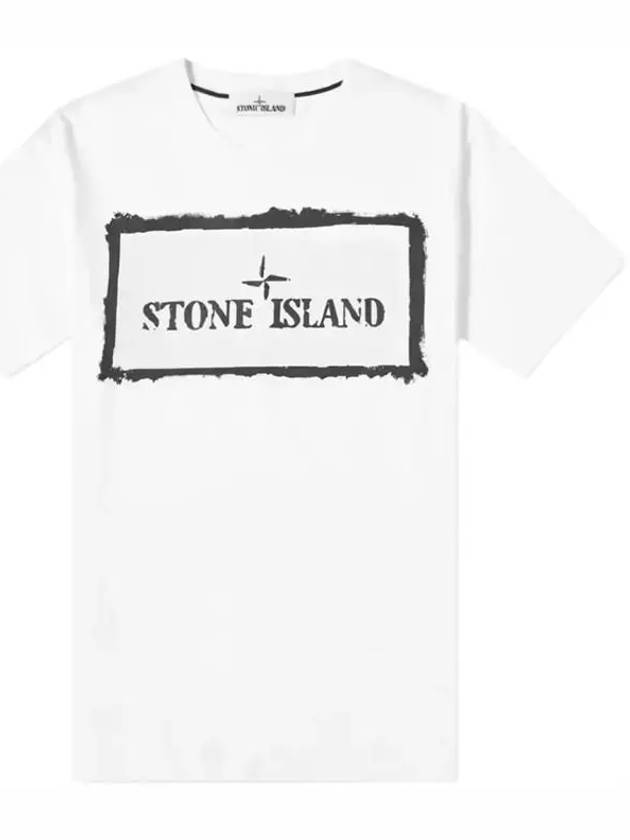 Stencil One Logo Short Sleeve T-Shirt White - STONE ISLAND - BALAAN 3