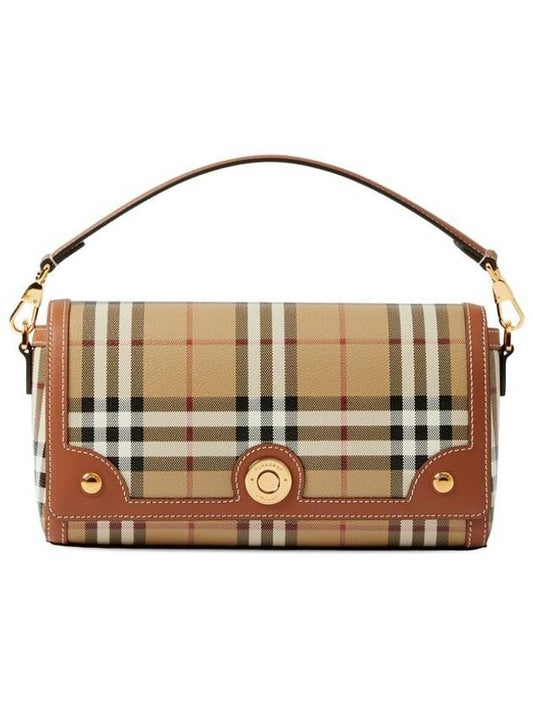 Women's Check Leather Top Handle Shoulder Bag Beige - BURBERRY - BALAAN 1