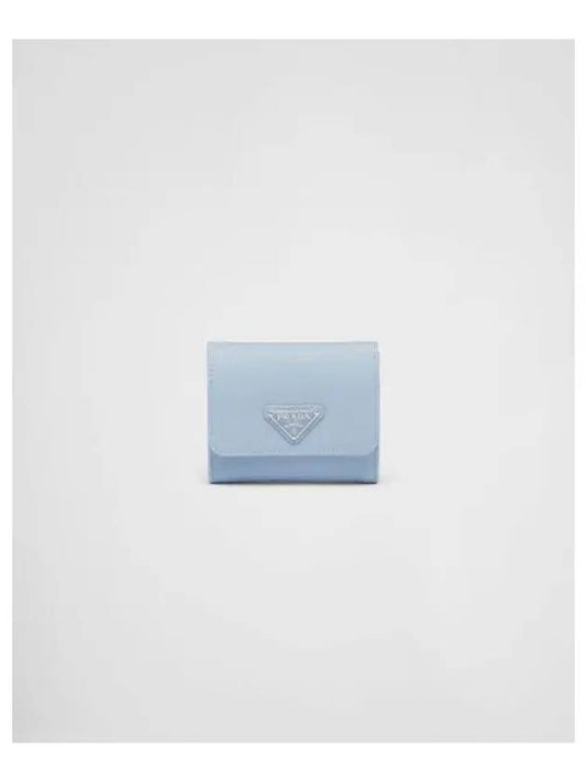 Saffiano Leather Half Wallet Pale Blue - PRADA - BALAAN 2