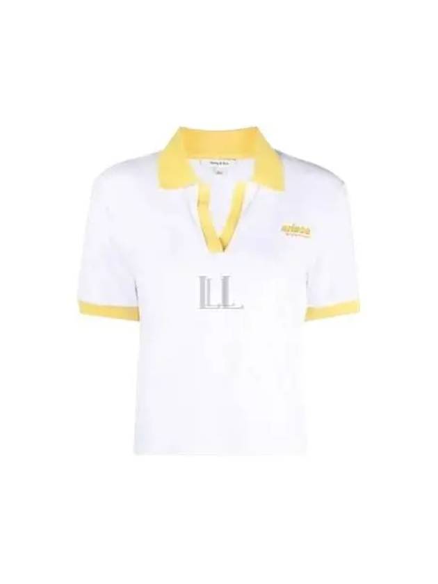 V-Neck Cotton Short Sleeve T-shirt Yellow White - SPORTY & RICH - BALAAN 2