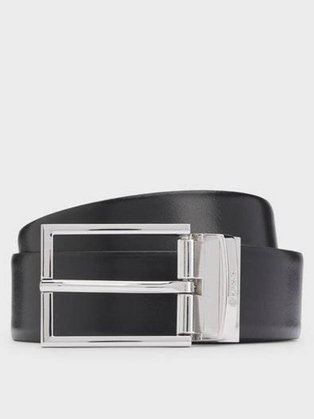 Italian Reversible Leather Belt Black Navy - HUGO BOSS - BALAAN 2