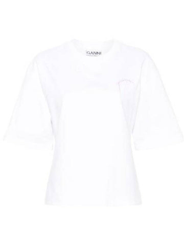 Heavy Cotton Short Sleeve T-Shirt White - GANNI - BALAAN 1