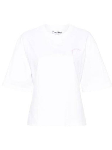 Heavy Cotton Short Sleeve T-Shirt White - GANNI - BALAAN 1