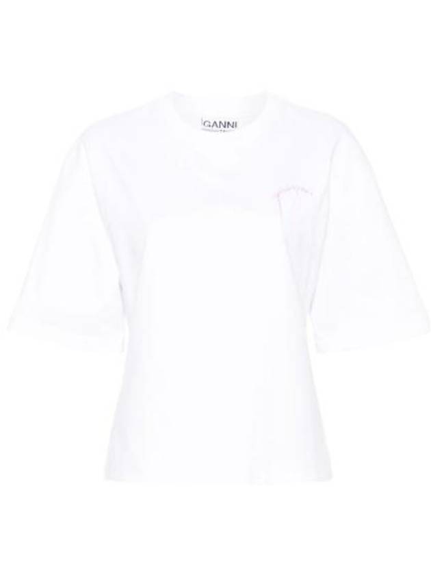 Heavy Cotton Short Sleeve T-Shirt White - GANNI - BALAAN 1